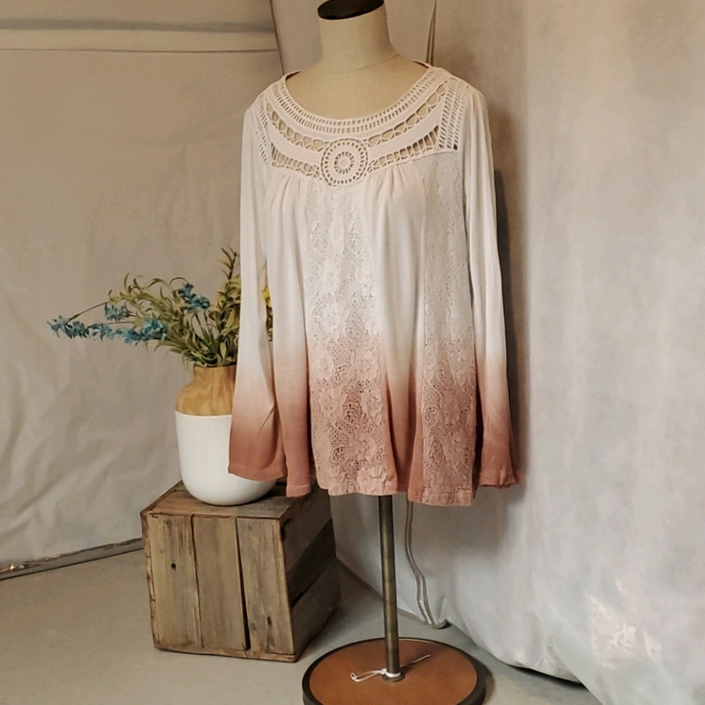 Long Sleeve Ombre Blouse